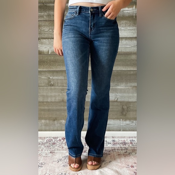 vervet denim mid rise relaxed long tall bootcut jeans revere dark wash T6136 - Picture 6 of 10